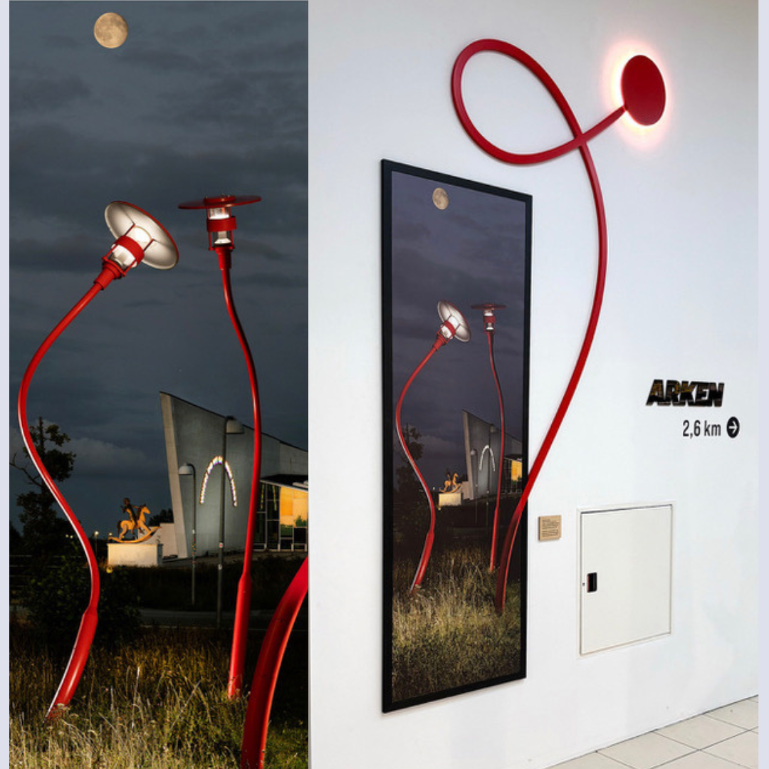 Jeppe Heins røde lamper i Ishøj Bymidte.